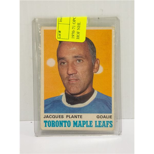 1970-71 OPC JACQUES PLANTE # 222 HOF NHL