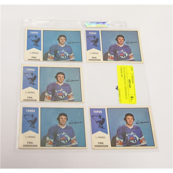 5 X 74/75 WHA PAUL HENDERSON CARDS OPC