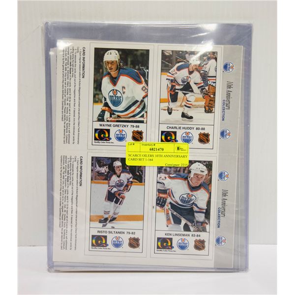 SCARCE OILERS 10TH ANNIVERSARY CARD SET 1-164