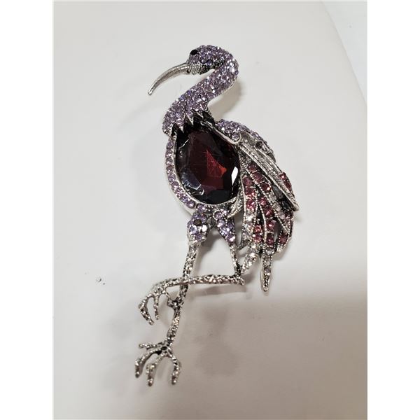 FLAMINGO RHINESTONE BROOCH