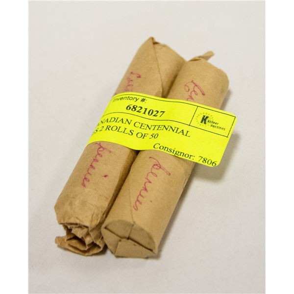 1967 CANADIAN CENTENNIAL PENNIES 2 ROLLS OF 50
