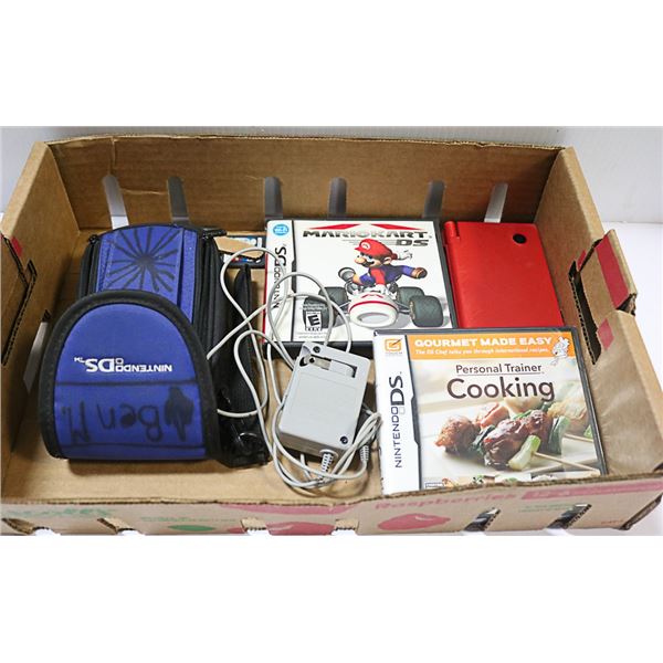 NINTENDO DS SYSTEM W/ 4 GAMES, CHARGER, CASE