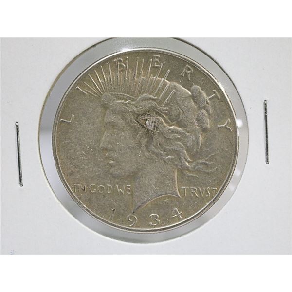 BETTER DATE 1934 US PEACE SILVER 1 DOLLAR COIN