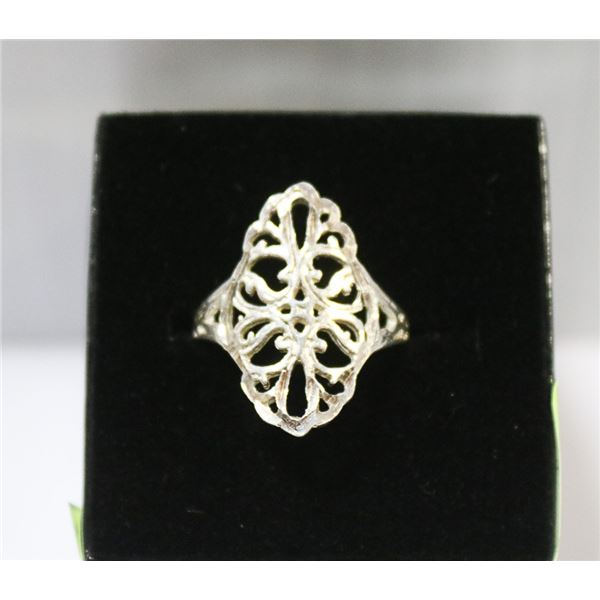 LARGE VINTAGE .925 SILVER FANCY DESIGN RING 1"HIGH