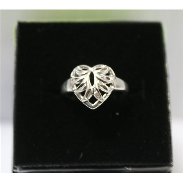 VINTAGE .925 SILVER HEART RING SIZE 5
