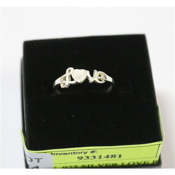 VINTAGE .925 SILVER LOVE RING SZ 8