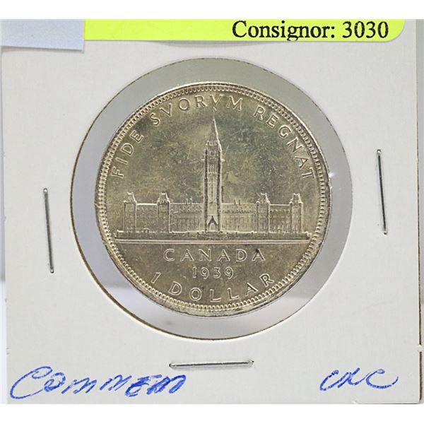 UNC 1939 COMMEMORATIVE CANADIAN SILVER 1 DOLLAR