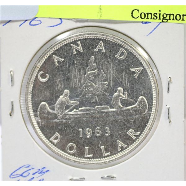 BU 1963 CANADIAN QEII SILVER $1 DOLLAR COIN