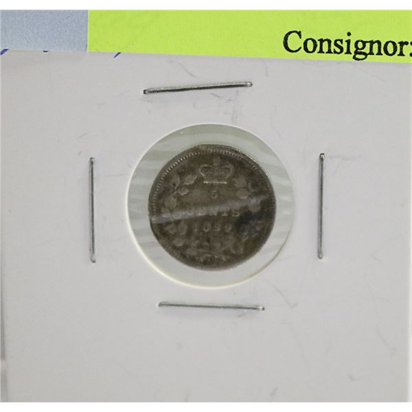 1899 CANADIAN QUEEN VICTORIA SILVER 5 CENT COIN