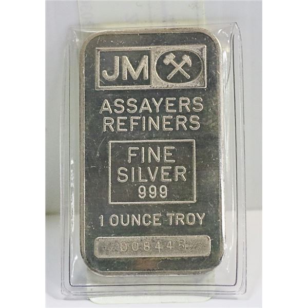 JOHNSON MATTHEY ONE TROY OZ .999 SILVER BAR