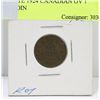 Image 1 : KEY DATE 1924 CANADIAN GV 1 CENT COIN