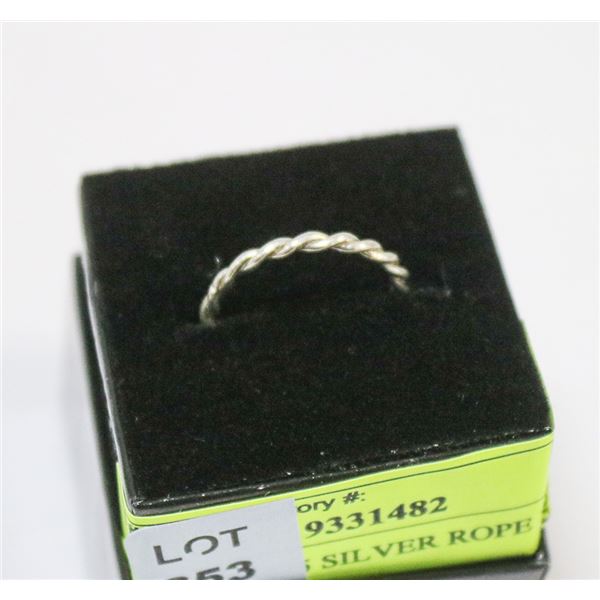 VINTAGE .925 SILVER ROPE TWIST RING SZ 8