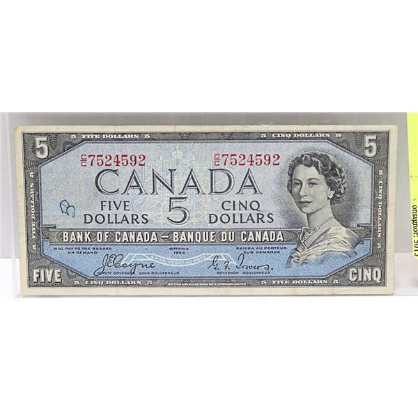 1954 BANK OF CANADA "DEVILS FACE" $5 NOT