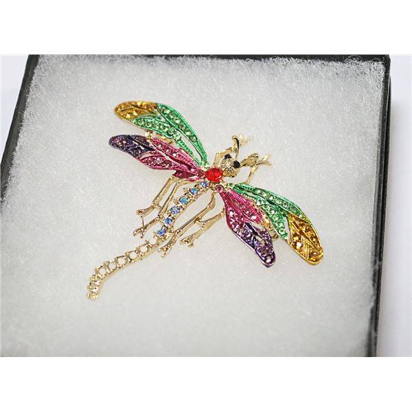 DRAGONFLY RHINESTONE BROOCH