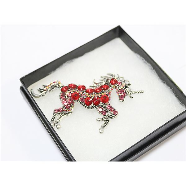 UNICORN RHINESTONE BROOCH