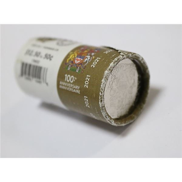 2021 CANADA MINT ROLL OF NEW 50 CENTS COINS,