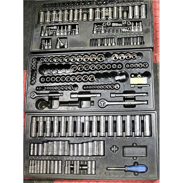 3 TRAYS OF VARIOUS INCOMPLETE SOCKET SETS