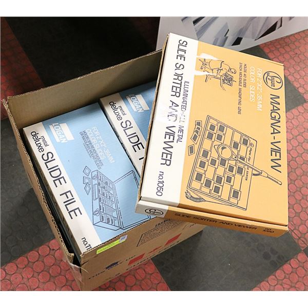 SLIDE VIEWER & METAL SLIDE TRAYS ASSORTED LOT