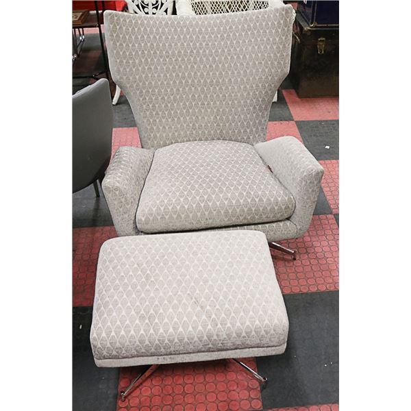SHOWHOME FABRIC SWIVEL CHAIR WITH OTTOMAN