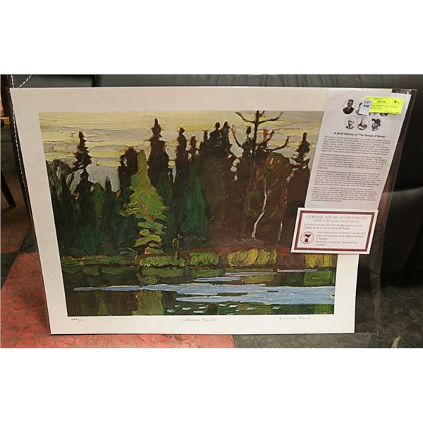 "NORTHERN FOREST" BY LAWREN HARRIS WITH COA