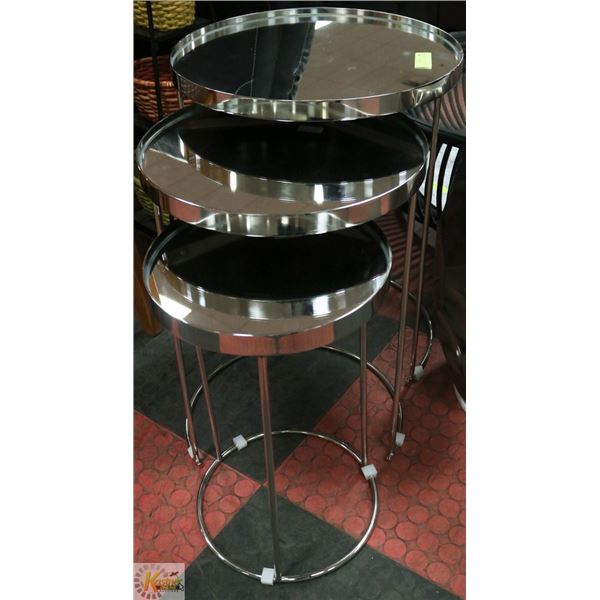 SHOWHOME THREE MIRRORED SIDE TABLES