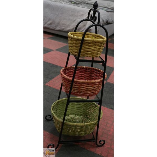 METAL & GLASS 3 SHELF STAND 33" TALL & 15" WIDE AT