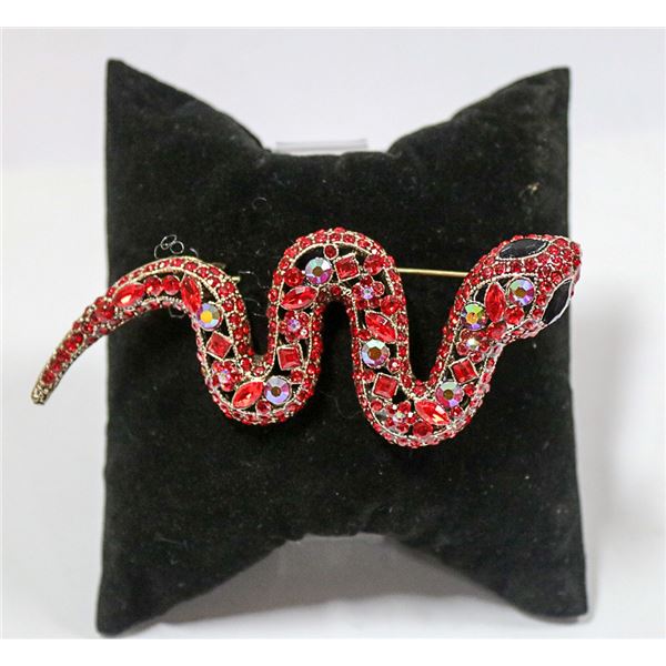 SNAKE RHINESTONE BROOCH