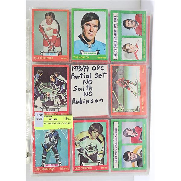 1973-74 OPC PARTIAL NHL CARD SET