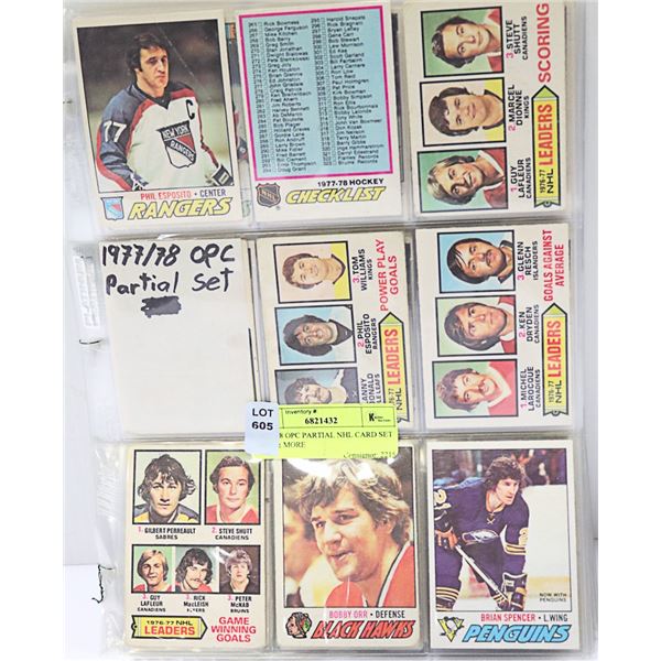 1977-78 OPC PARTIAL NHL CARD SET ORR & MORE