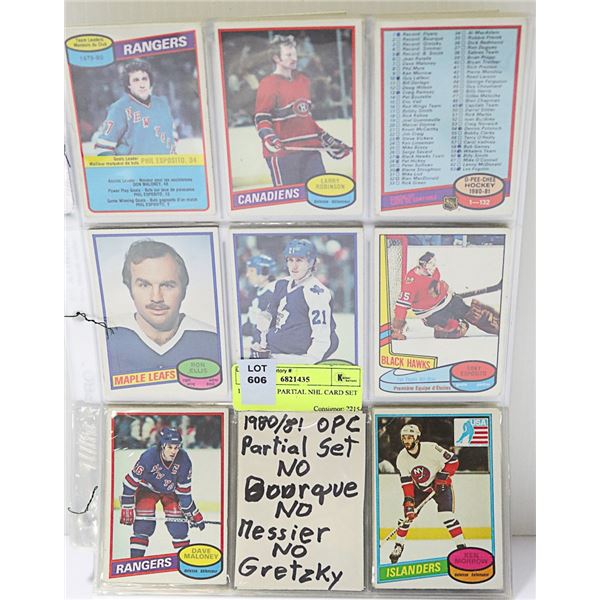 1980-81 OPC PARTIAL NHL CARD SET