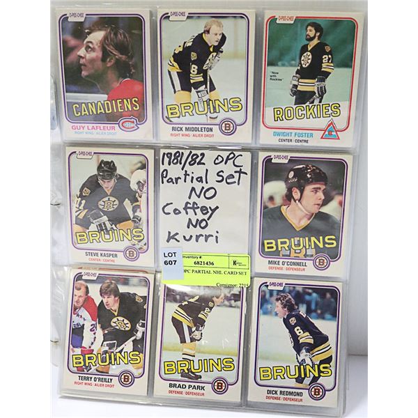 1981-82 OPC PARTIAL NHL CARD SET