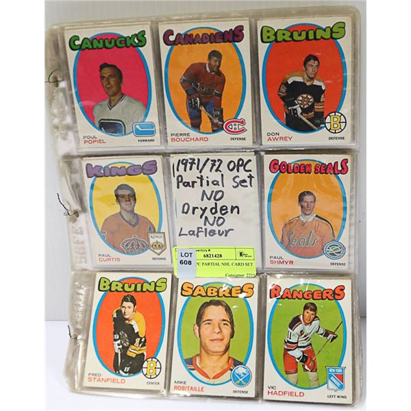 1971-72 OPC PARTIAL NHL CARD SET