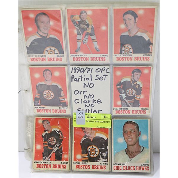 1970-71 OPC PARTIAL NHL CARD SET