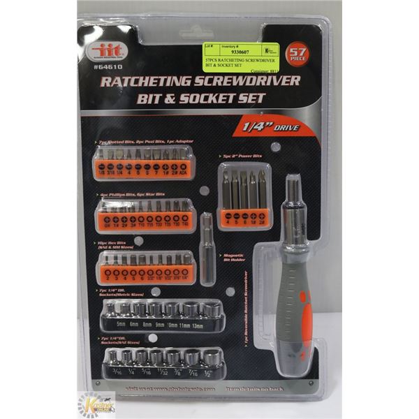 57PCS RATCHETING SCREWDRIVER BIT & SOCKET SET