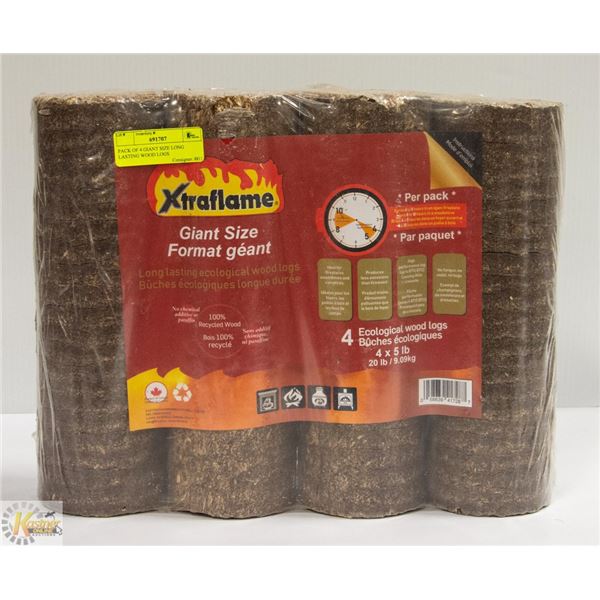 PACK OF 4 GIANT SIZE LONG LASTING WOOD LOGS