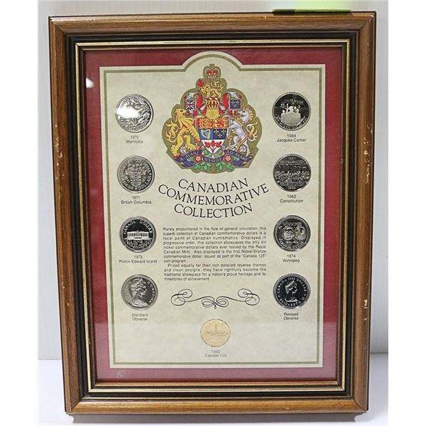 x9 CANADA COMMEMORATIVE $1 COINS IN FRAME