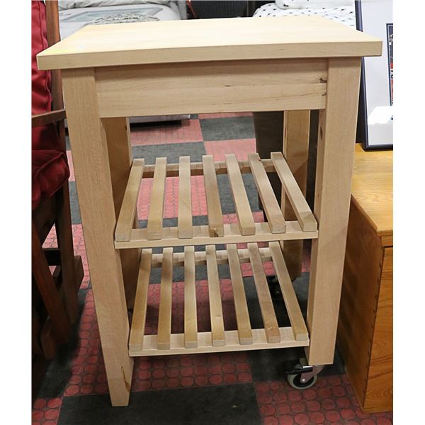 BUTCHERS BLOCK SOLID WOOD KITCHEN CART
