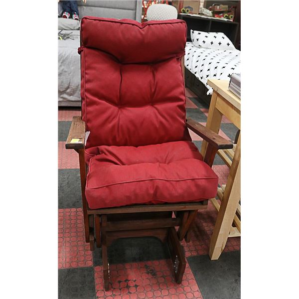 WOOD OUTDOOR ROCKING CHAIR WITH CUSHION