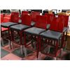 Image 1 : 8 CHERRY RED BAR STOOLS - RED AND BLACK HIGH