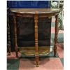 Image 2 : ANTIQUE WALNUT WOOD HALF MOON TABLE 24" TALL