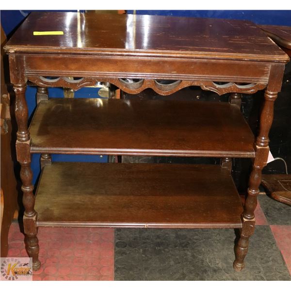 ANTIQUE WALNUT 3 TIER TABLE CARVED LOTS OF DETAIL