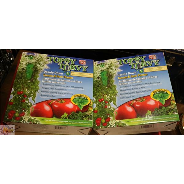 2 TOPSY TURVY UPSIDE DOWN TOMATO +HERB PLANTERS