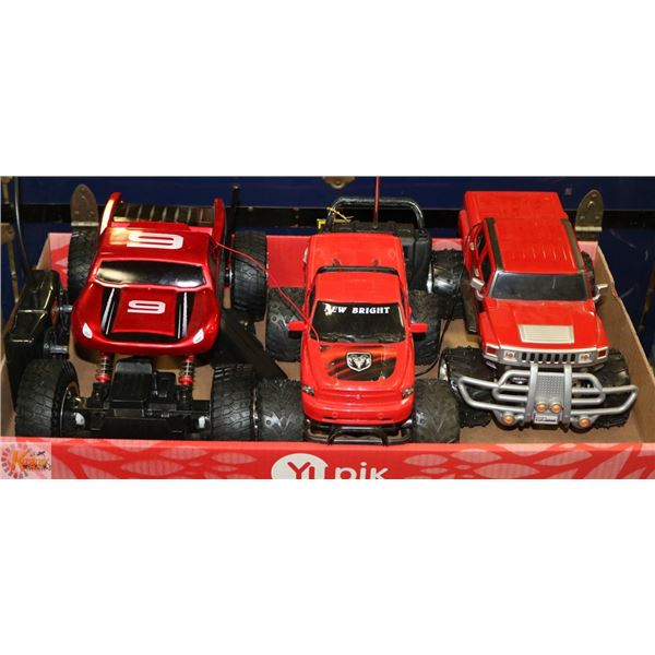 3 REMOTE VEHICLES,MONSTER ROCKSLIDE,NEW BRIGHT