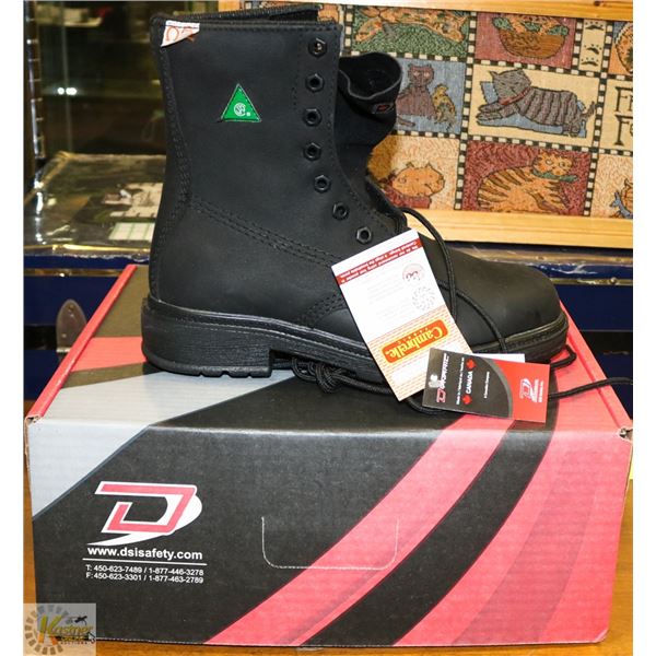 NEW STEEL-TOED SAFETY BOOTS - BLACK - MENS 8