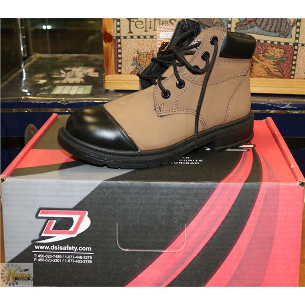 NEW STEEL-TOED SAFETY BOOTS - BROWN - MENS 7