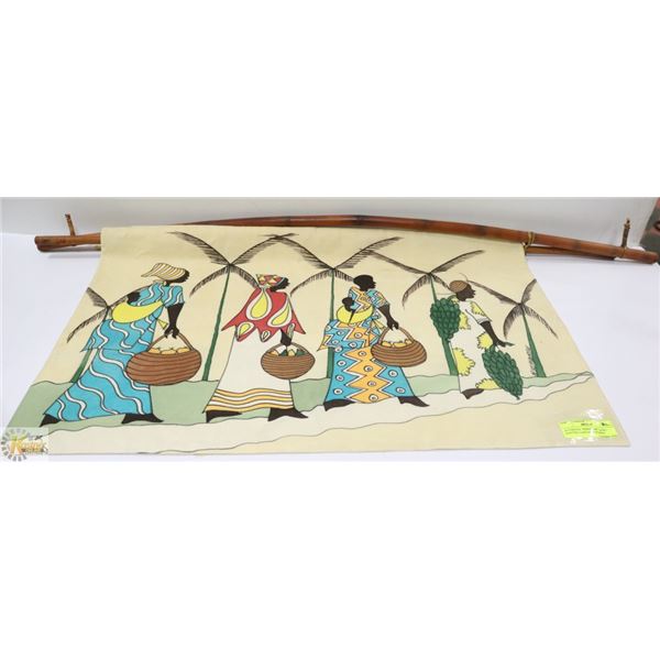 AUTHENTIC TRIBAL ART HAND PAINTED CANVAS "4 WOMEN