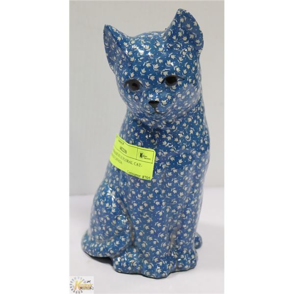 HANDMADE BLUE FLORAL CAT- MADE IN CANADA