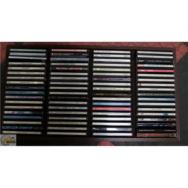 CD'S- BOX LOT ASSORTED IN WOOD STORAGE CASE