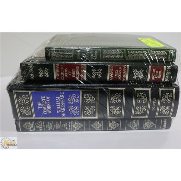 LOT OF 4 VINTAGE LEATHERBOUND HARDCOVER BOOKS