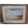 Image 1 : FRAMED ART PRINT "BEACH SCENE"- ARTIST JOAN SAVA